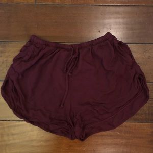 Brandy Melville maroon comfy drawstring shorts